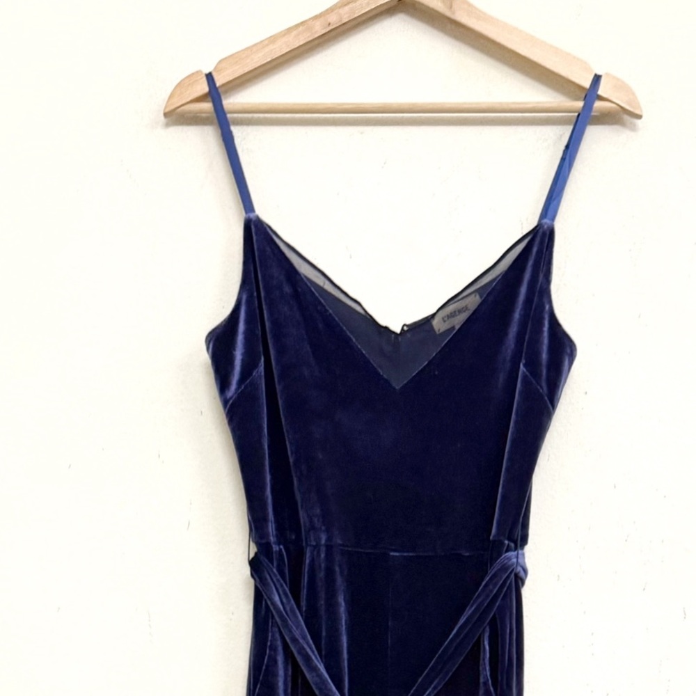 NWT L'AGENCE Justice Velvet Wide-Leg Jumpsuit in Midnight Sz 4 - Picture 13 of 17
